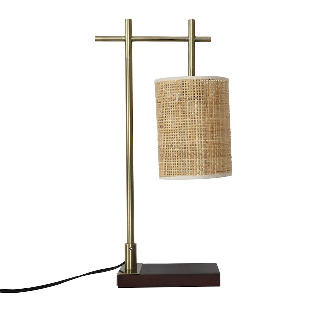 Moonstone Bamboo Lampshade Table Lamp - Dark Brown - Bronze. Picture 2