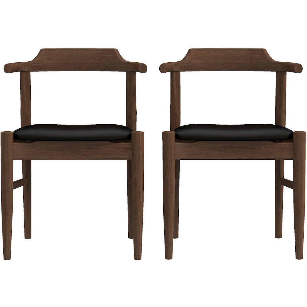Leon Mid-Century Modern Black Vegan Leather Dining Chair (Set of 2). Picture 9