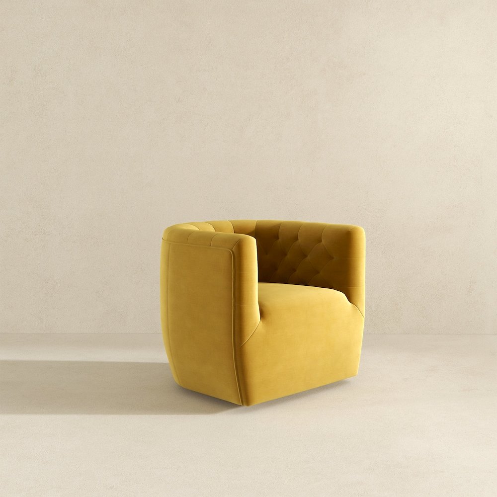Delaney Gold Velvet Swivel Chair. Picture 6