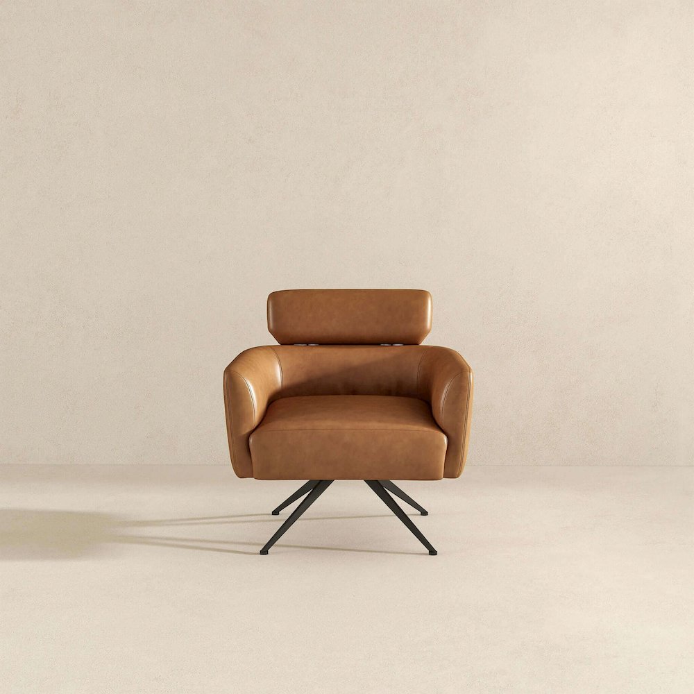 Camila Tan Leather Lounge Chair. Picture 8