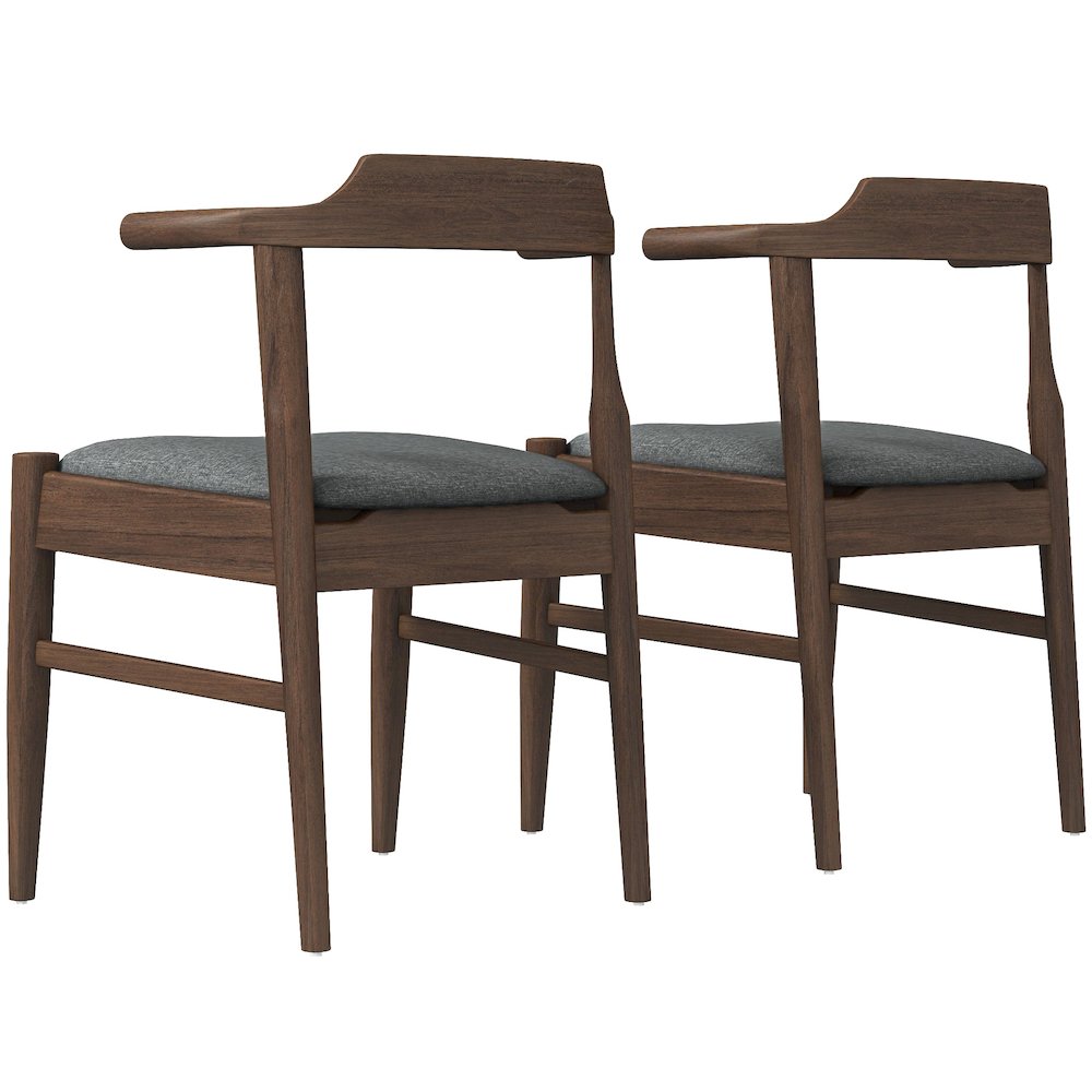 Leon Mid-Century Modern Grey Fabric Dining Chair (Set of 2). Picture 8