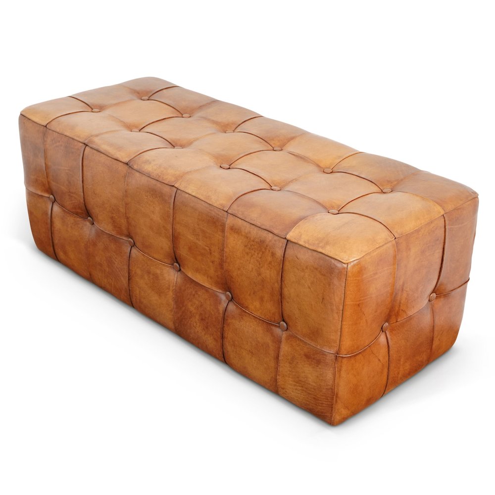 Benjiro Tan Leather Bench. Picture 5