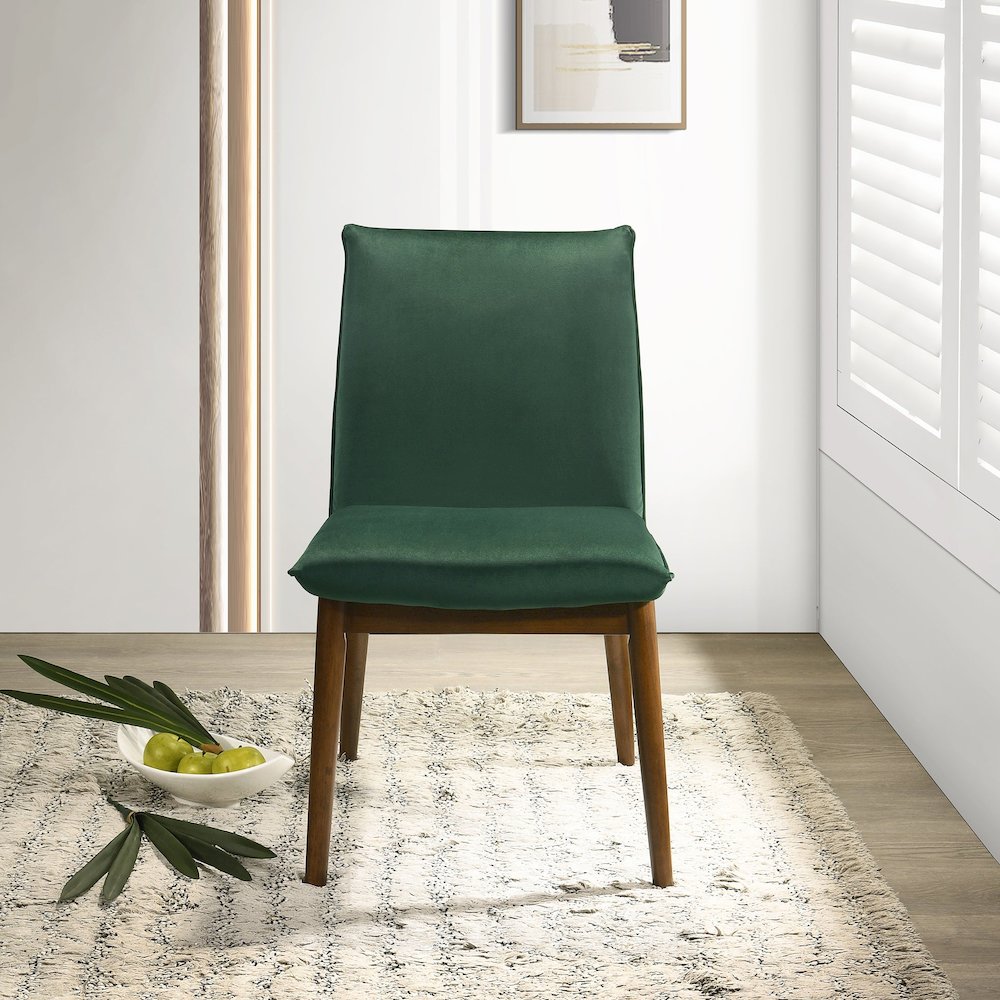 Monza Dark Green Velvet Dining Chair (Set Of 2). Picture 4