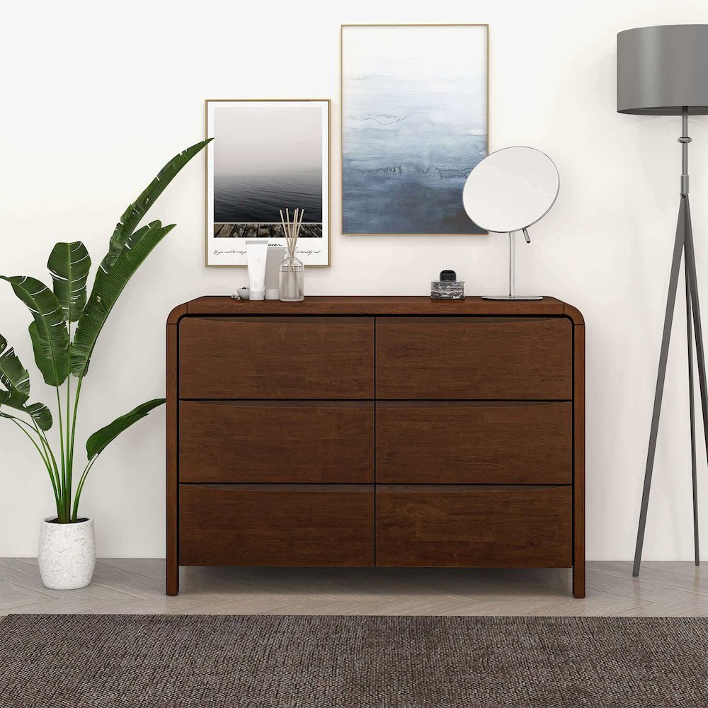 Lionel Mid Century Modern Solid Wood 6-Drawer Dresser. Picture 3