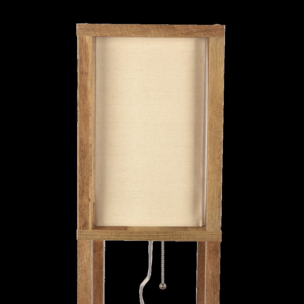Pinnacle Shelf Floor Lamp For Bedroom/Living Room, Natural Wood with Long Shade. Picture 3