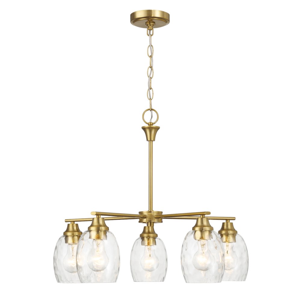 Elegance Five Lights Linear Arms with Golden Brass Finish Chain Chandelier. Picture 3