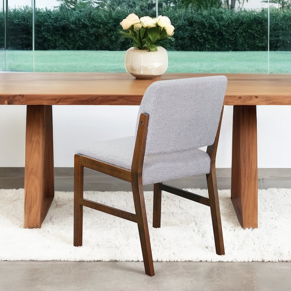 Caldwell Dining Chair Set of 2 - Light Grey Boucle. Picture 4