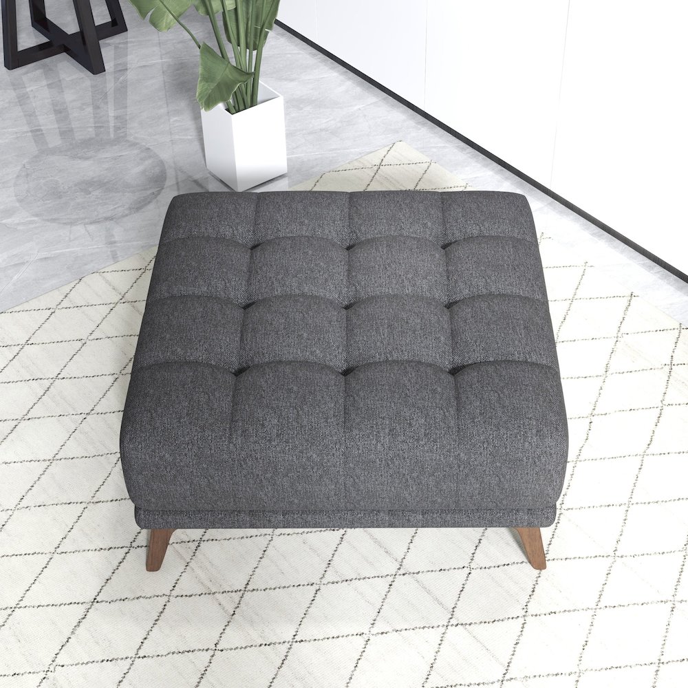 Addison Square Dark Grey Upholstered Ottoman. Picture 4