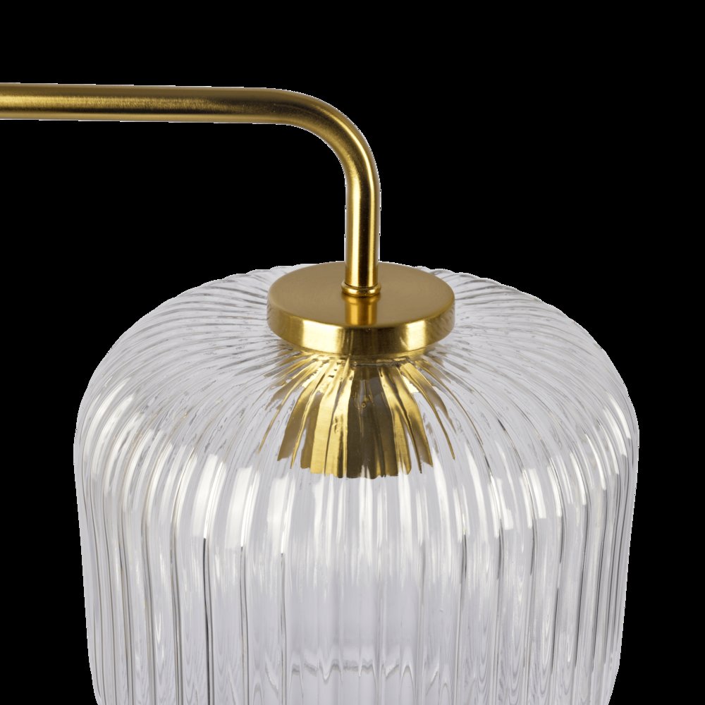 Haven Clear Glass Table Lamp, Gold Brush Metal and Marble Base, Button Control. Picture 3
