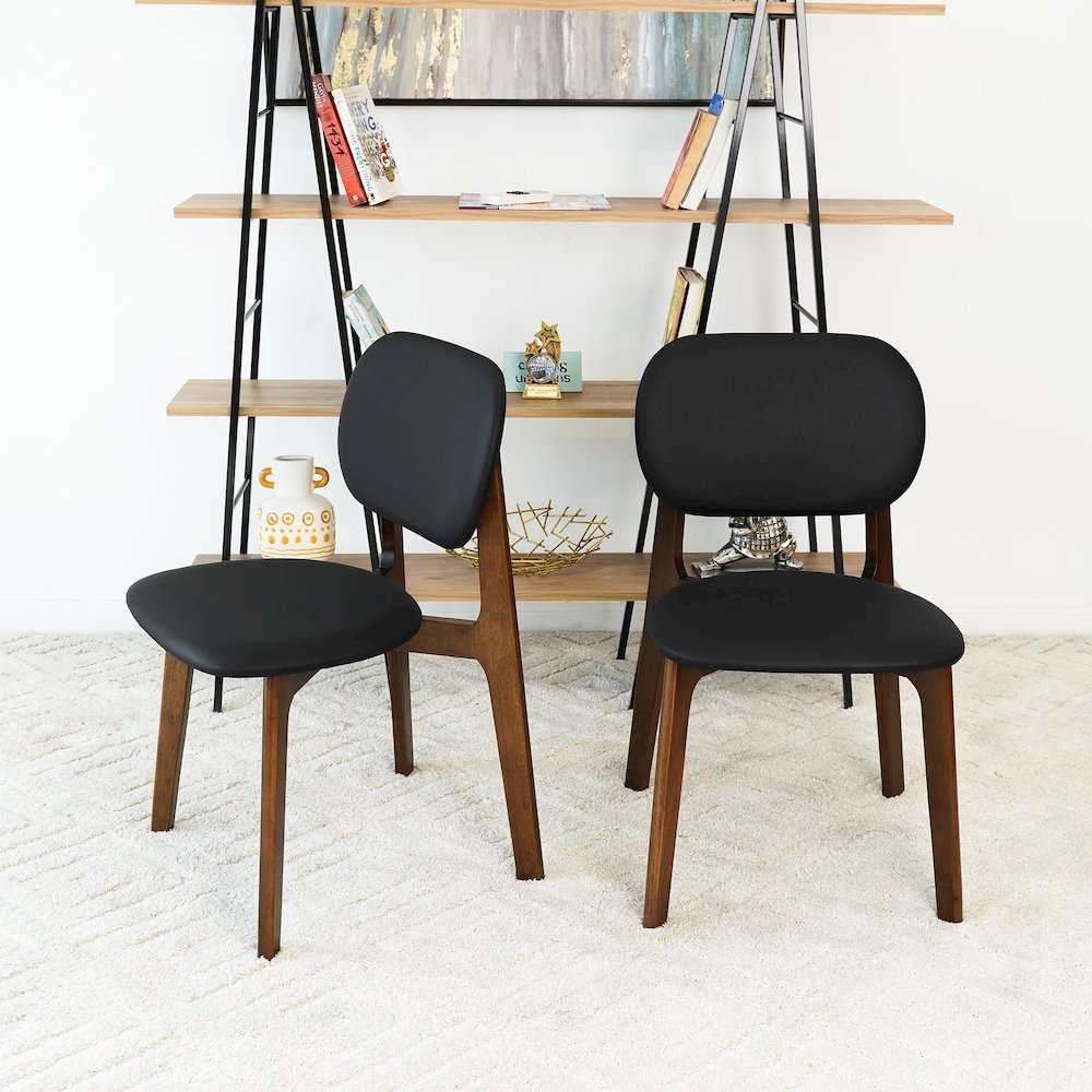 Kelsey  Black Leather Dining Chair (Set Of 2). Picture 2