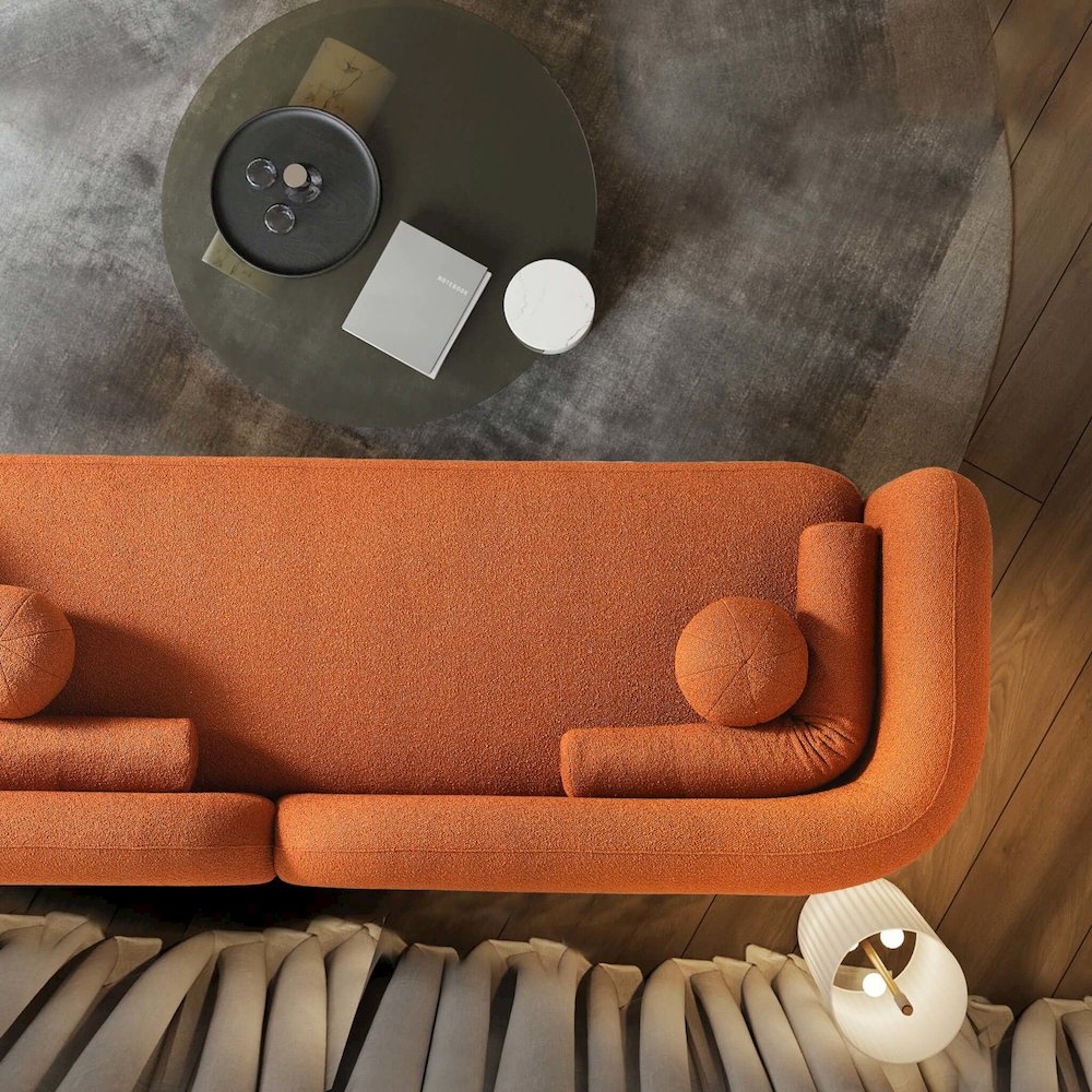 Donna Japandi Style Burnt Orange Boucle Sofa. Picture 5