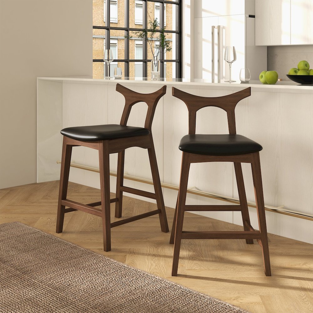Hester Solid Wood Upholstered Square Bar Chair (Set Of 2). Picture 2