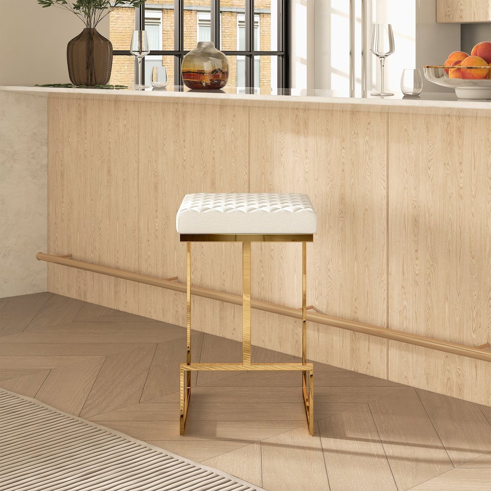 Joel Beige Boucle Counter Stool. Picture 5