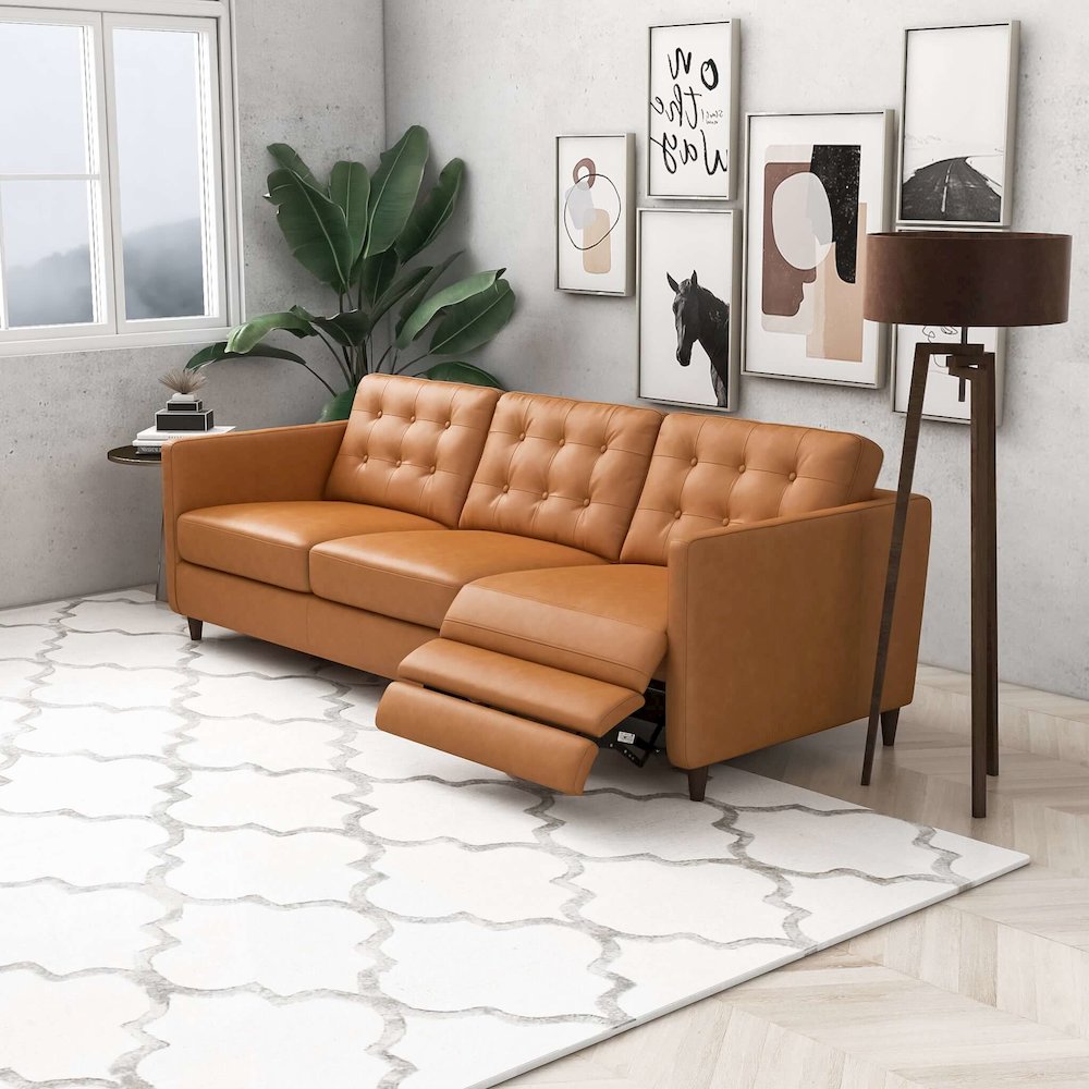 Christopher Tan Leather Electric Inclining Sofa. Picture 3