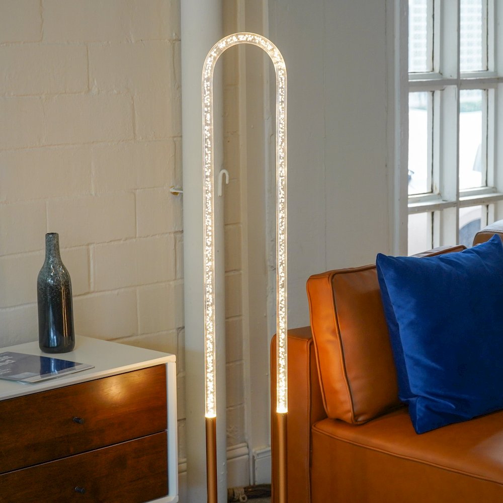 Zeon LED Floor Lamp Coarse Gold and Clear. Picture 5