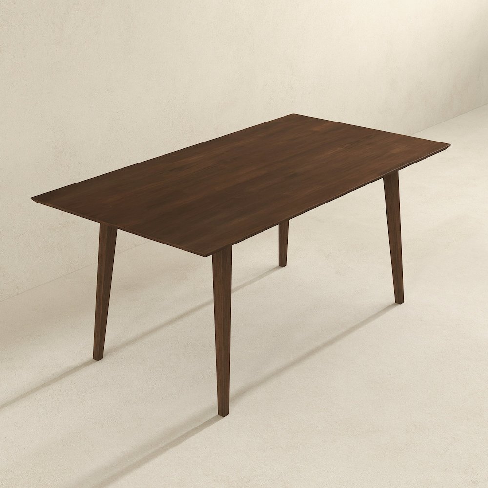 Levi Modern Style Solid Wood Rectangular Walnut Top Dining Table 63". Picture 5