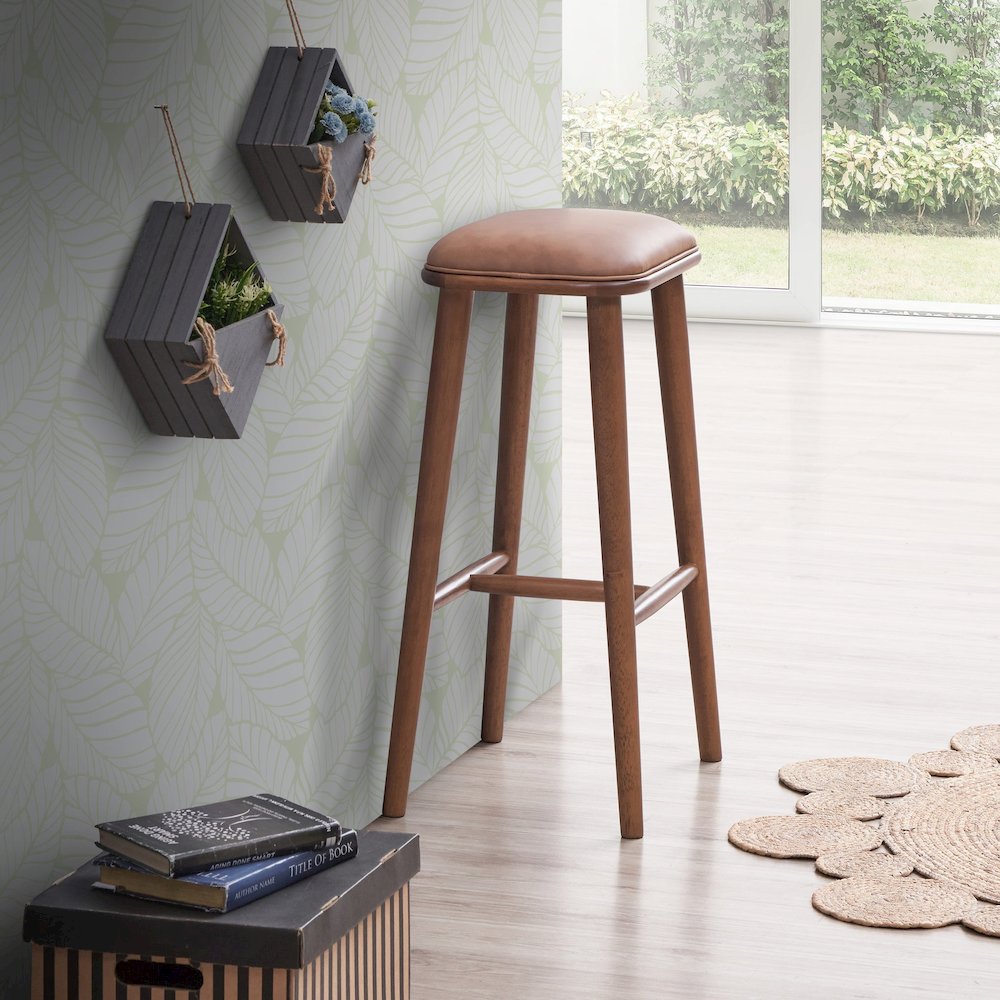 Jason Walnut PU Leather Bar Stool. Picture 3