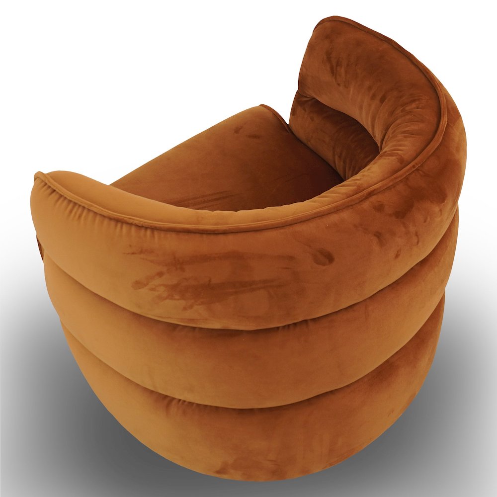 Walden Swivel Chair - Burnt Orange Velvet. Picture 5