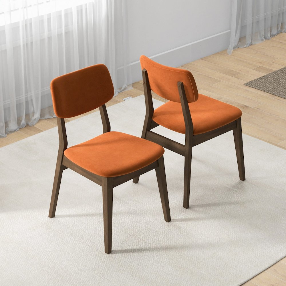 Carlos Burnt Orange Velvet Solid Back Side Chair (Set Of 2). Picture 5