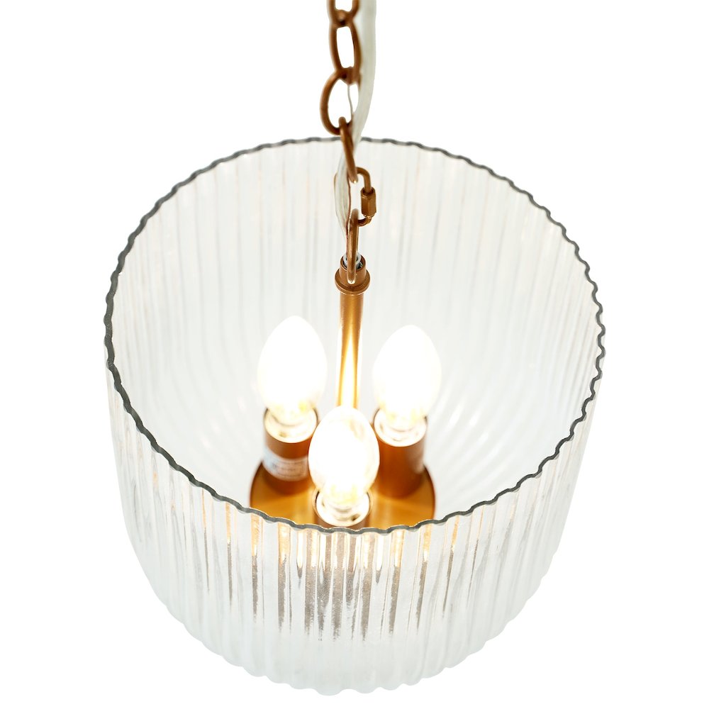 Garnet Pendant Lamp - Coarse Gold + Clear Glass. Picture 3