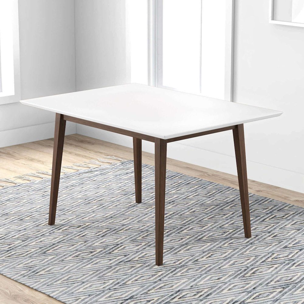 Levi Modern Style Solid Wood Rectangular White Top Dining Table 47". Picture 3