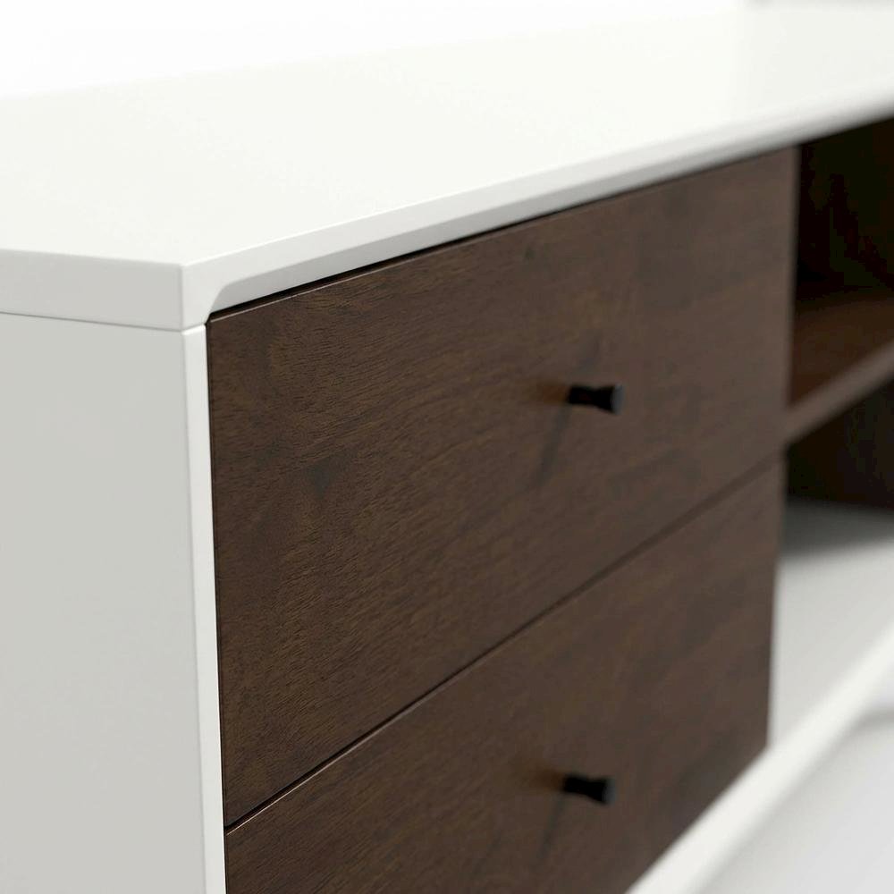 White Walnut TV Stand, Up to 72 Inches, Wood Construction, Modern Style. Picture 5