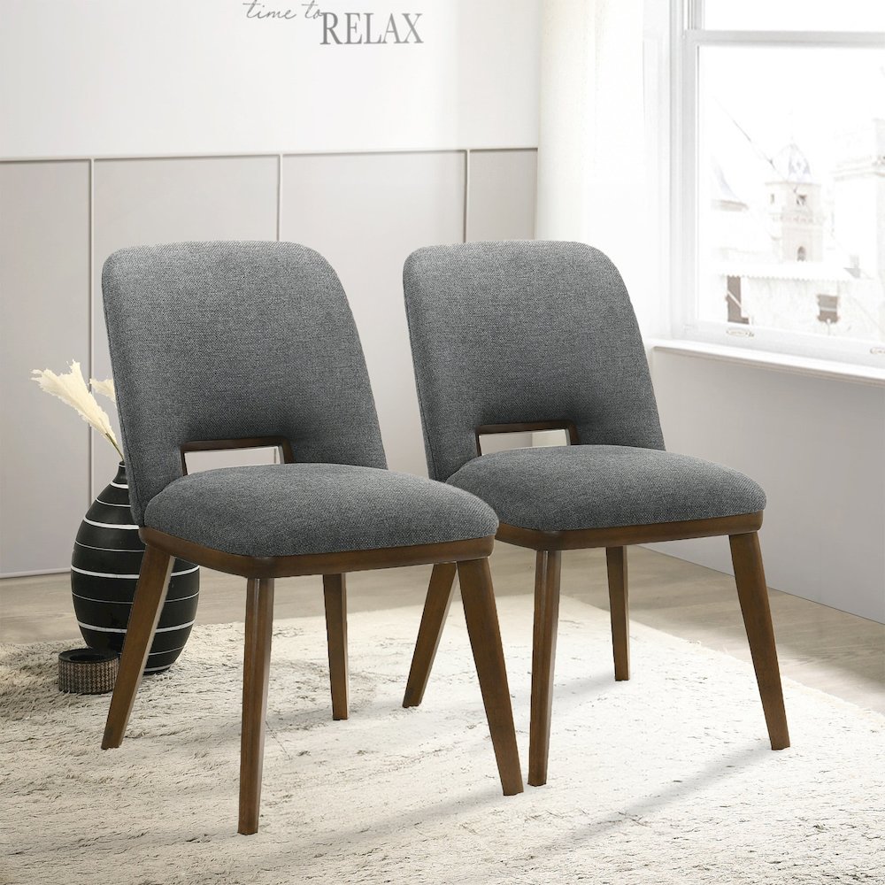 Blaken Dark Grey Fabric Dining Chair (Set Of 2). Picture 3