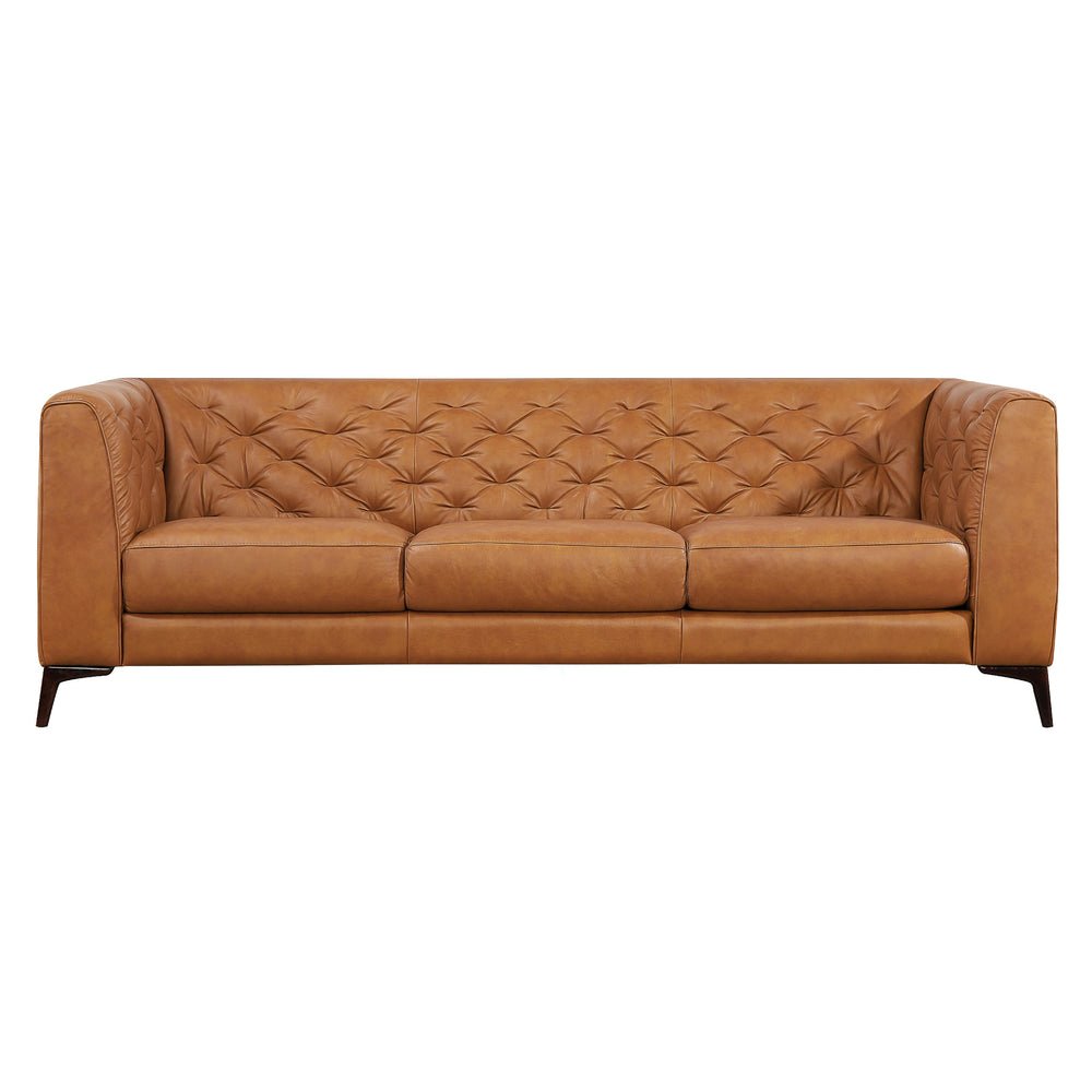 Fargo Tan Leather Sofa. Picture 1