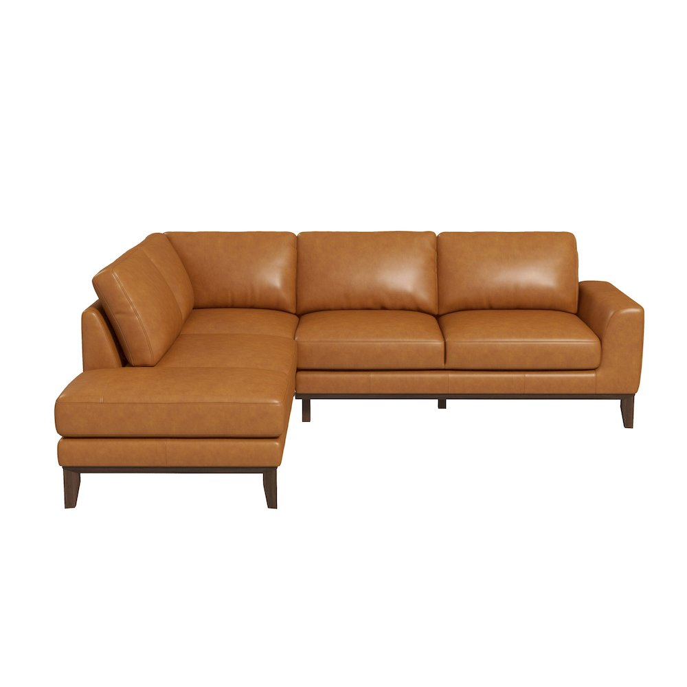 London Premium Genuine Leather Sectional Sofa Left Facing. Picture 1
