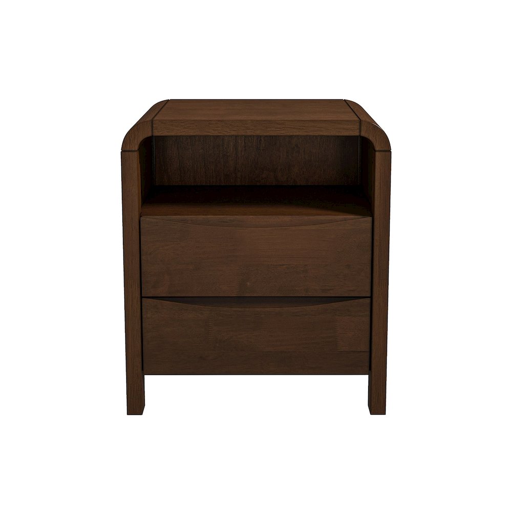 Lionel Mid Century Modern Solid Wood Nightstand 2-Drawer. Picture 2