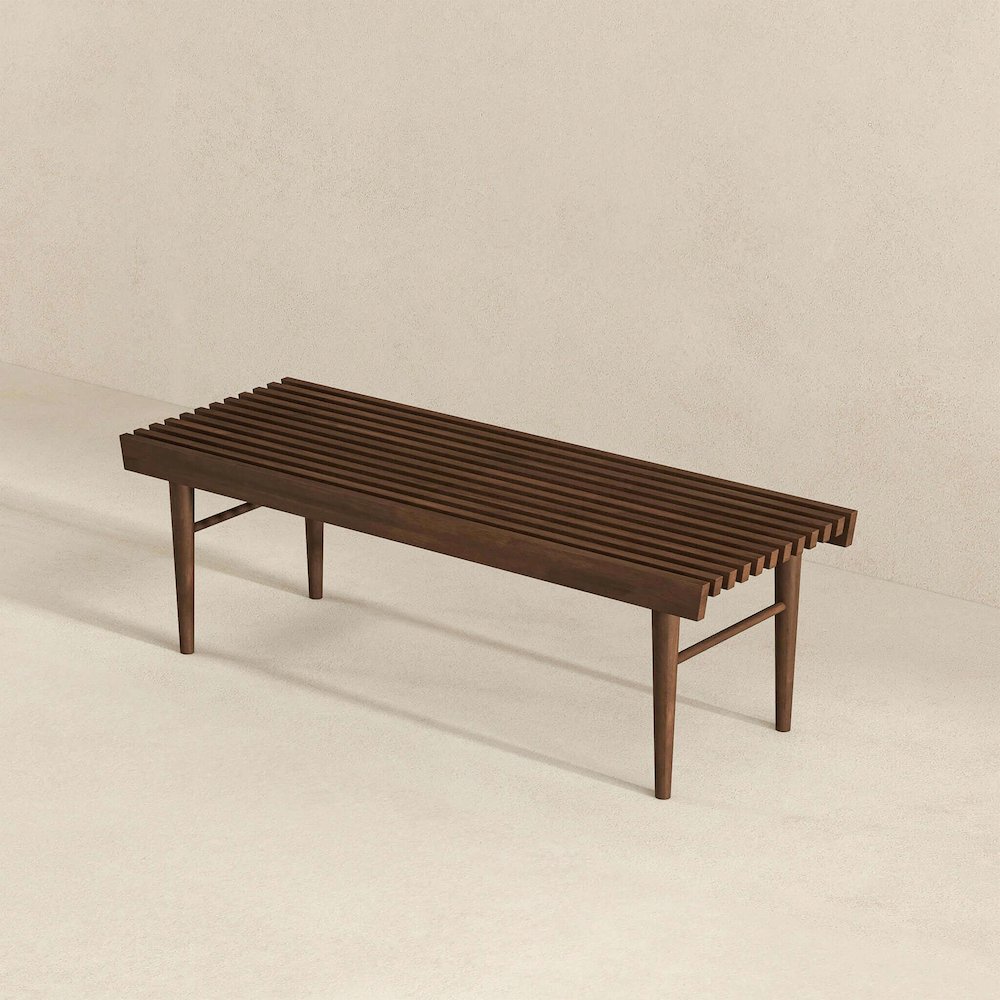 Mia Mid Century Modern Solid Wood Bench. Picture 6
