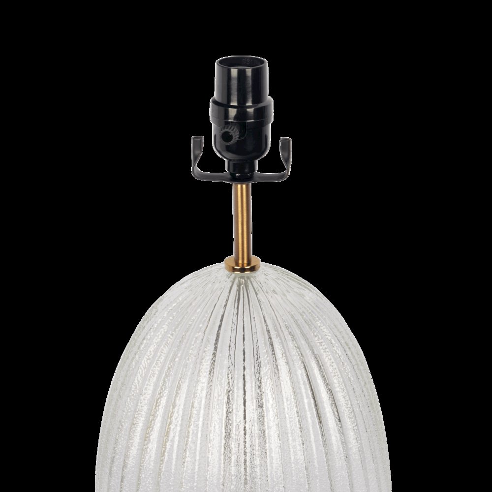 Aurora Ribbed Glass Lamp Base Clear Table Lamp Large Linen Shade. Picture 5