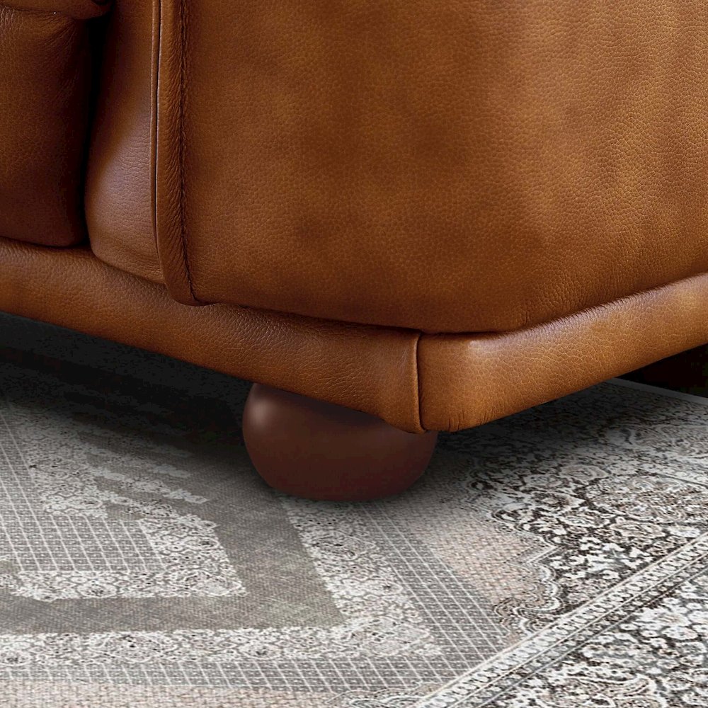 Emma Mid Century Modern Luxury Cognac Leather Sofa. Picture 3