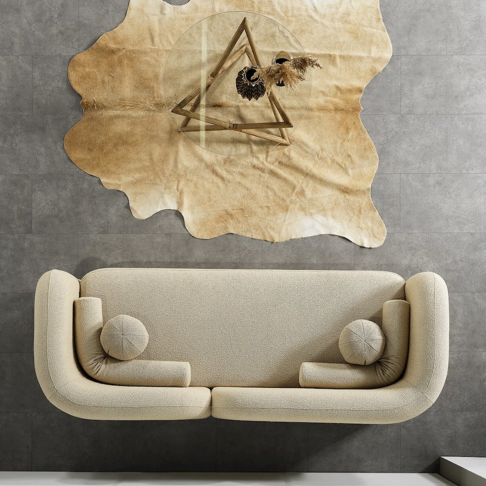 Donna Japandi Style Ivory Boucle Sofa. Picture 6