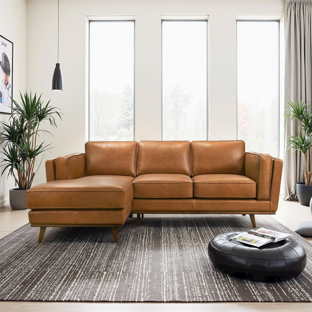Chase Genuine Leather Sectional Left Facing. Picture 3