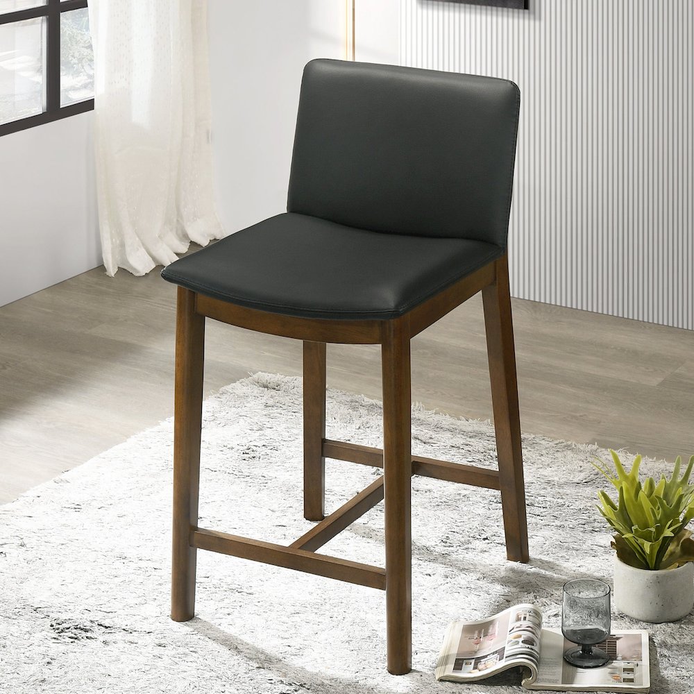 Shannon Counter Chair In Black Vegan Leather. Picture 2