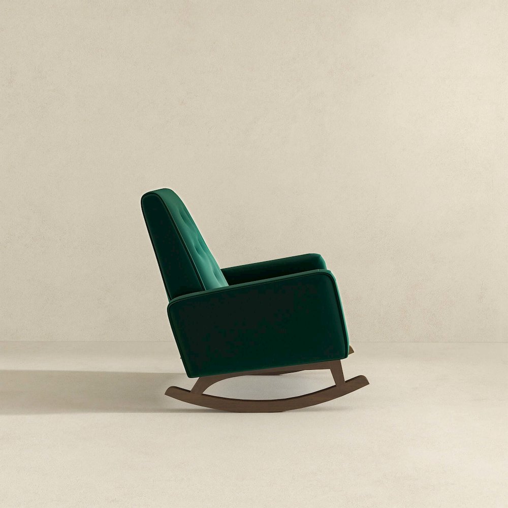 Demetrius Green Velvet Solid Wood Rocking Chair. Picture 4