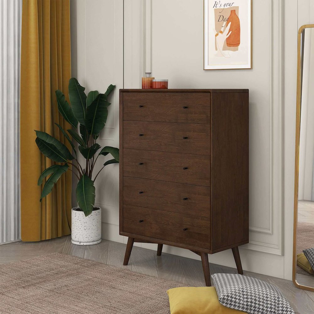 Caroline Mid Century Modern Solid Wood Dresser. Picture 4