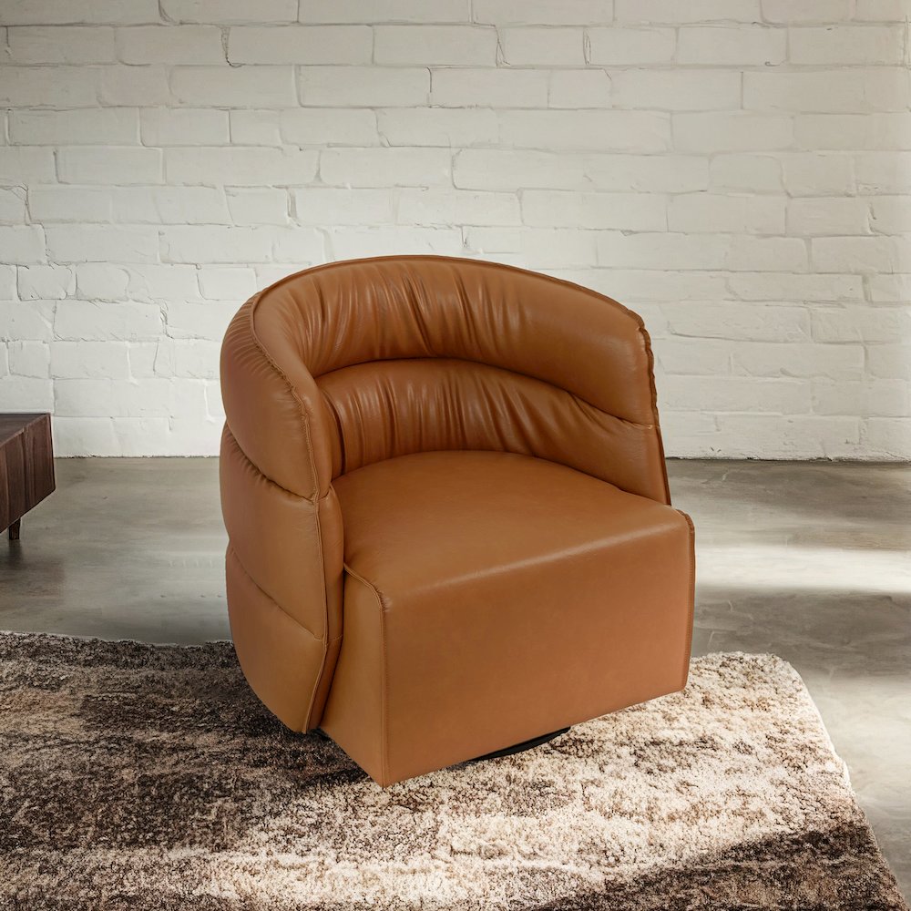 Walden Swivel Chair - Vegan Tan Leather. Picture 5