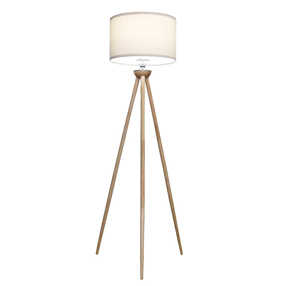 Lirios Three Legged Wooden Strip Floor Lamp - Natural. Picture 1