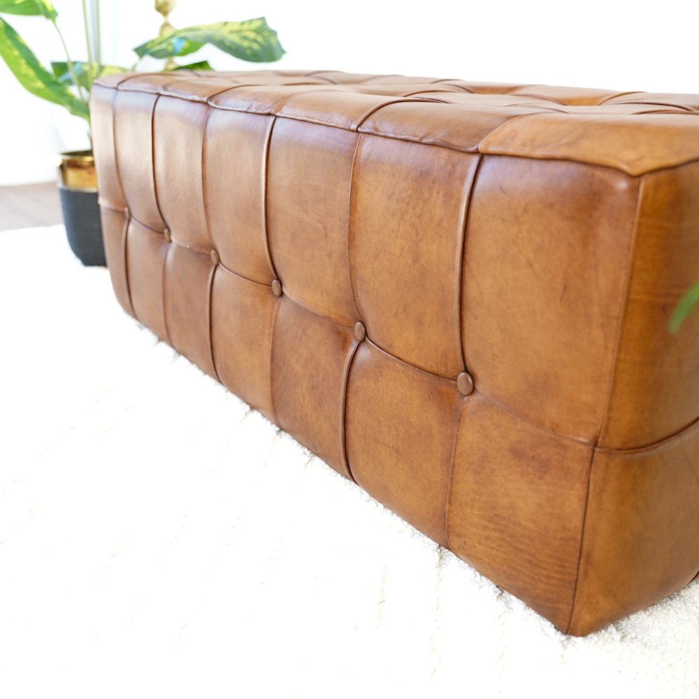 Benjiro Tan Leather Bench. Picture 3