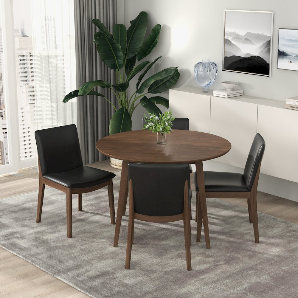 Laura  Black PU Solid Wood Dining Chair (Set Of 2). Picture 5