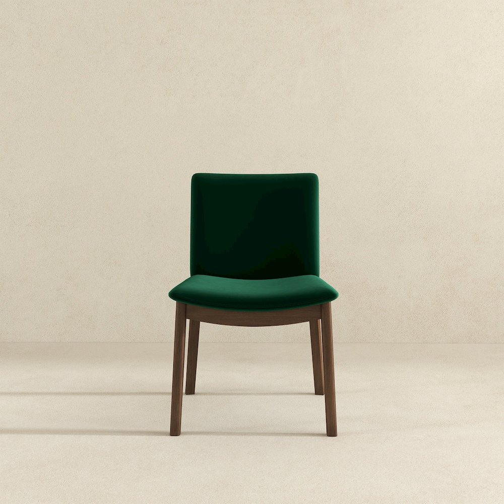 Laura  Green Velvet Solid Wood Dining Chair (Set Of 2). Picture 3