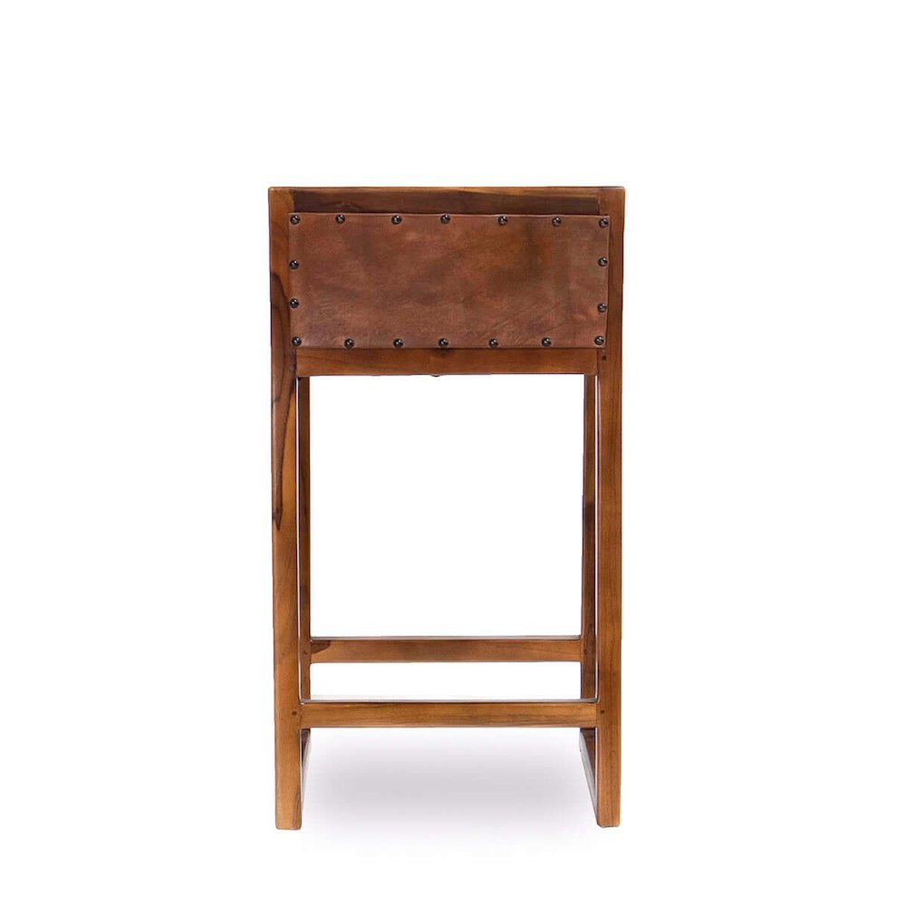 Gavin 25'' Solid Wood Genuine Leather Counter Stool. Picture 2