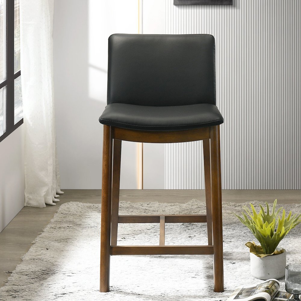 Shannon Counter Chair In Black Vegan Leather. Picture 5