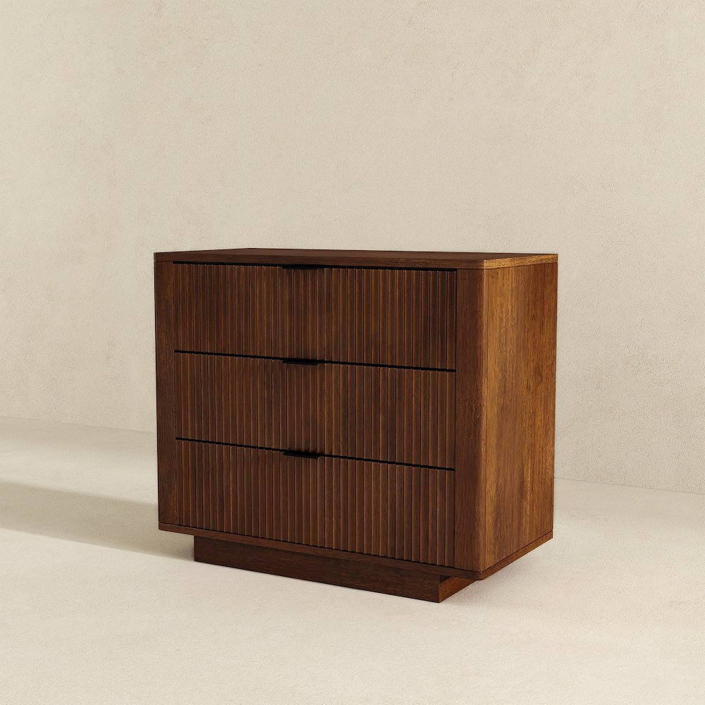 Lola Walnut Nightstand 3-Drawer. Picture 7