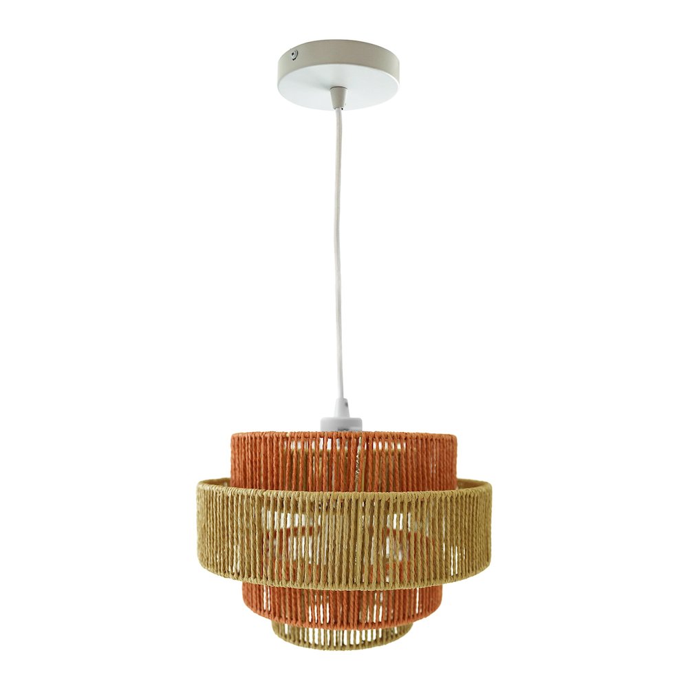 Dorset Pendant Lamp - White and Natural/Terracotta. Picture 1