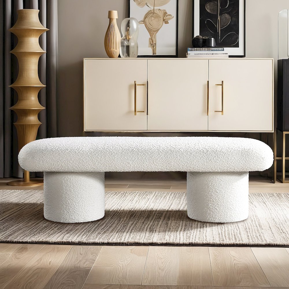 Randolph Ivory Boucle Bench. Picture 5
