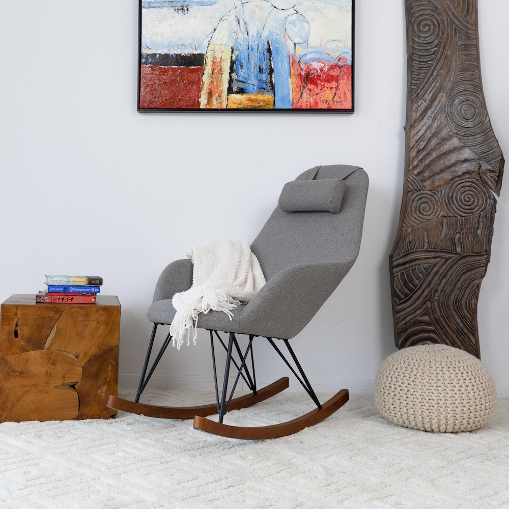 Chloe Mid Century Modern Rocker Livingroom and Bedroom Chair. Picture 2