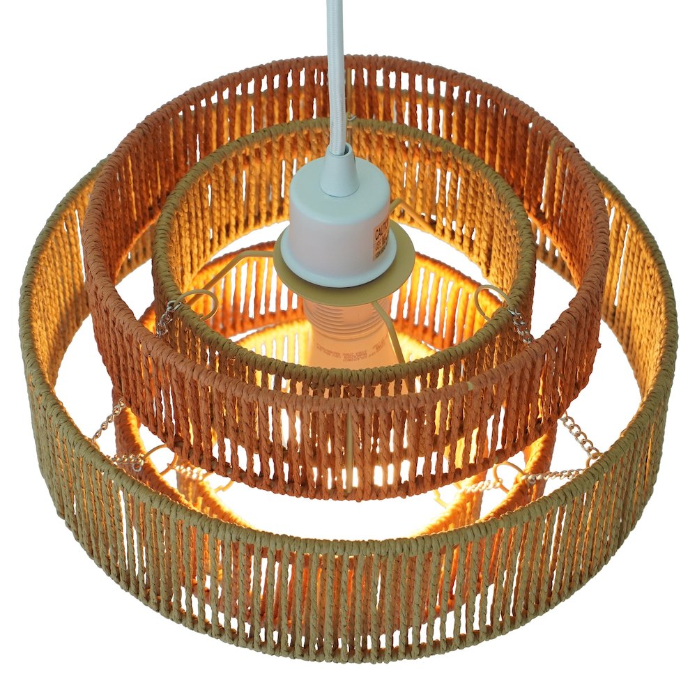 Dorset Pendant Lamp - White and Natural/Terracotta. Picture 5